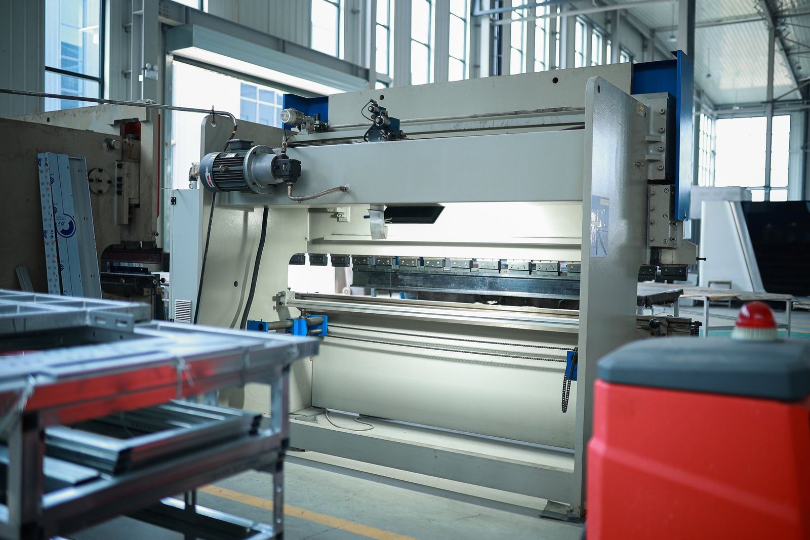 Sheet metal machinery on the Levitex factory floor.
