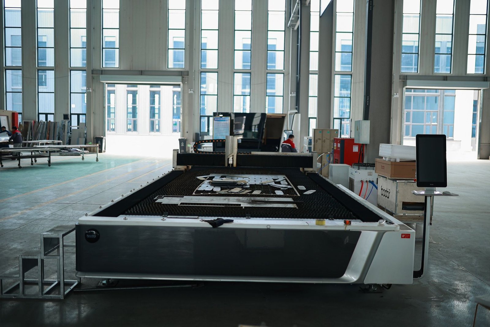 Large laser cutting bed at the Levitex factory.