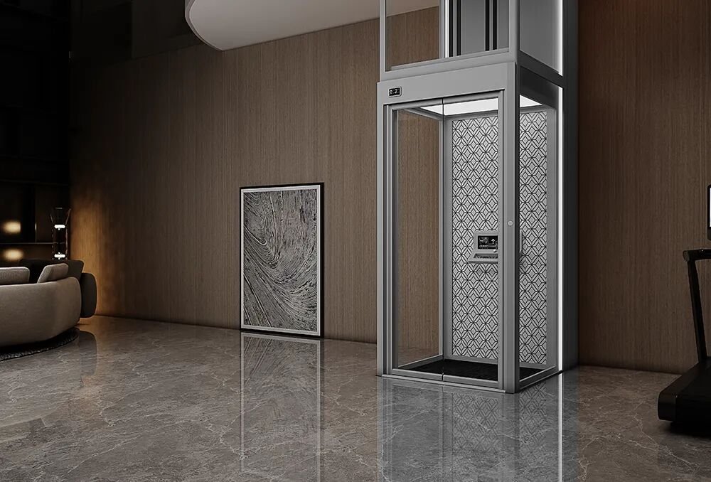 Levitex Pro beside a lounge, with a silver frame and patterned panel.